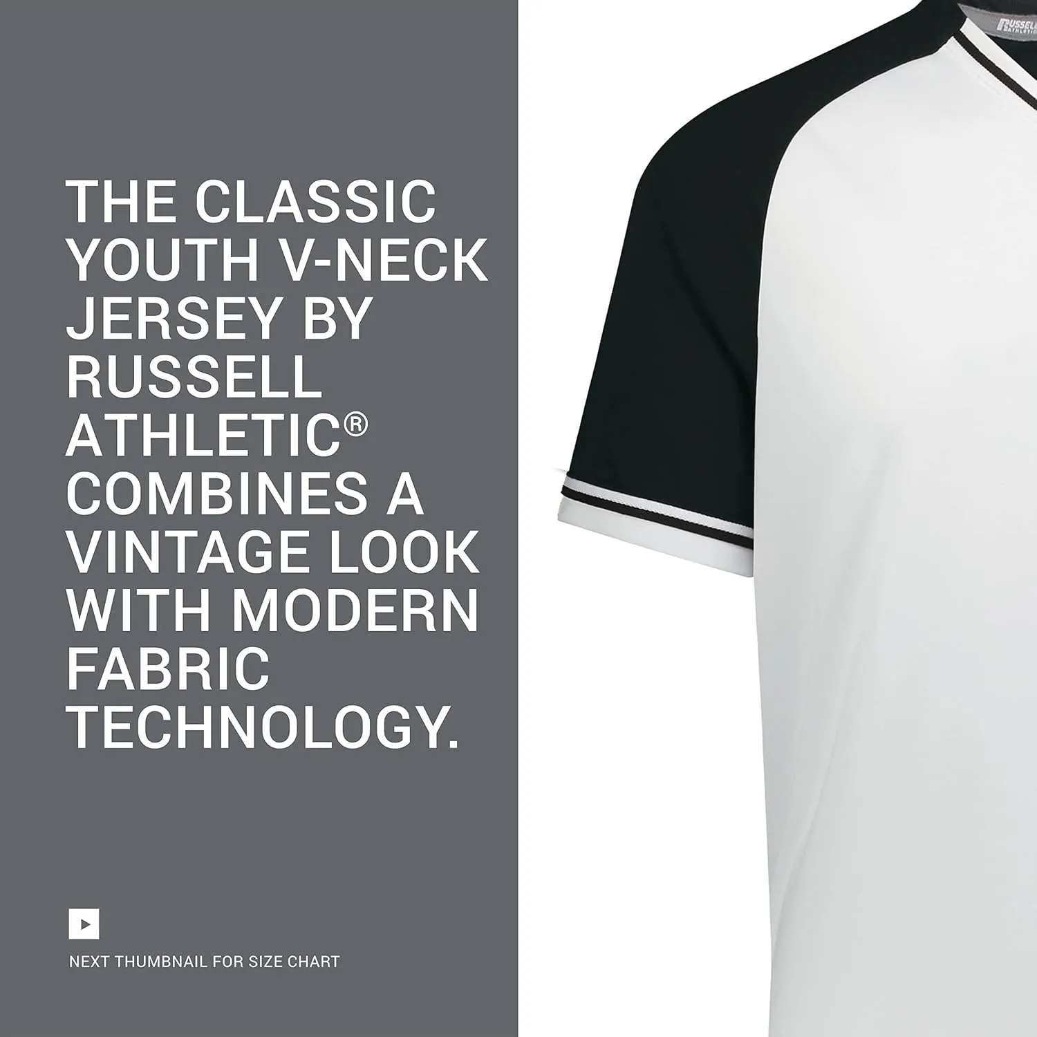 Russell Athletic Boys' Youth Classic V-Neck Jersey, Moisture-Wicking, Comfortable Fit
