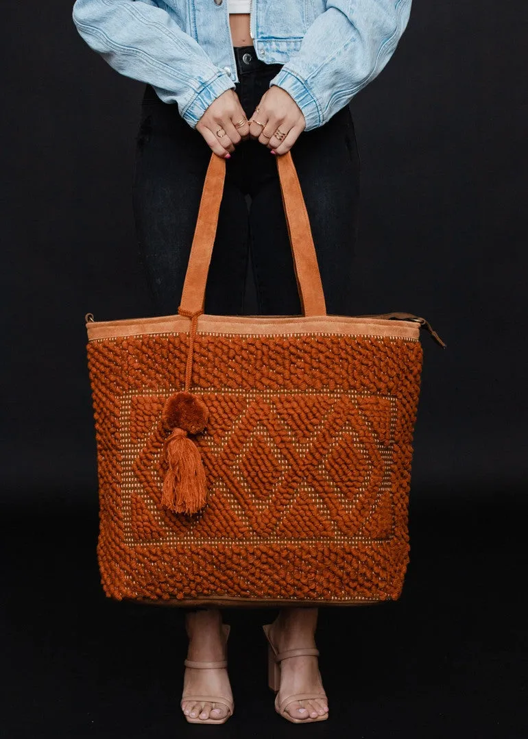 Rust Diamond Pattern Tote