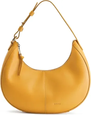 S-ZONE Top Grain Leather Shoulder Bags for Women Hobo Crescent Bag Handbags Purse