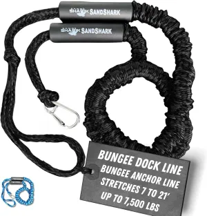 SandShark 7-21ft Premium Anchor Bungee Dock Line. Boat Accessories Bungee Anchor Line Absorbs Shock to Anchors and Docks w/Stainless Steel Clip. Designed for SandShark Anchor., 7-21 Blue