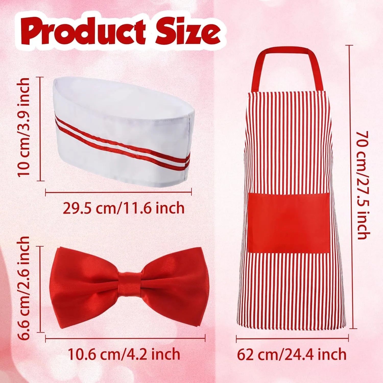 SATINIOR 8 Pcs Adult Waiter Costume Hot Dog Soda Jerk Movie Night Waitress Costume 1950s Circus Party Cosplay