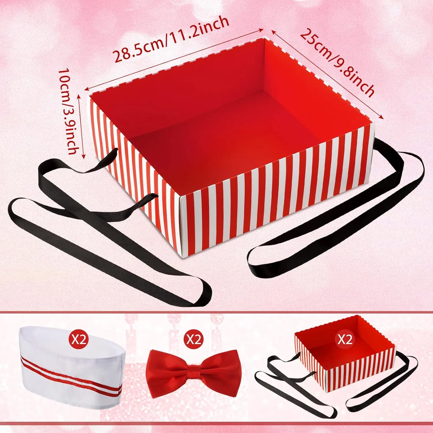 SATINIOR 8 Pcs Adult Waiter Costume Hot Dog Soda Jerk Movie Night Waitress Costume 1950s Circus Party Cosplay