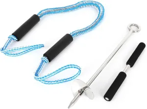 SCITOO 18" Boat Sand Anchor Kit 316 Stainless Steel Shallow Water for Jet Ski,PWC,Floats,Pontoon,Kayak,Canoe Accessories for Beach and Sandbar w/Handle Comes with Rope