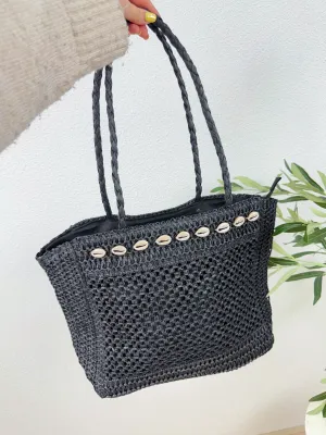 SEA SHELL BEACH BAG | ZWART