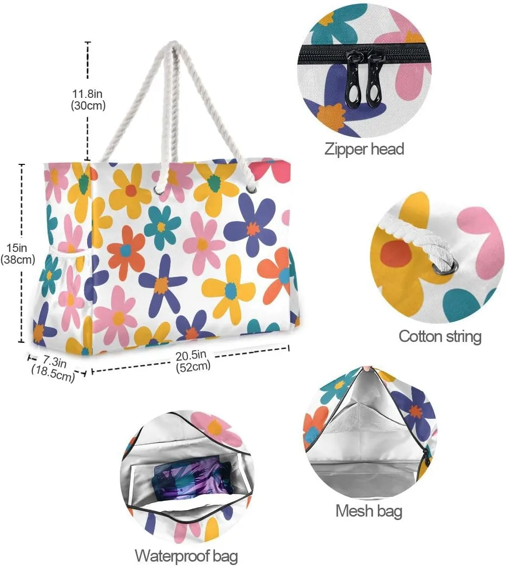 senya Large Beach Shoulder Bags Canvas Tote Water Resistant for Gym Travel Daily