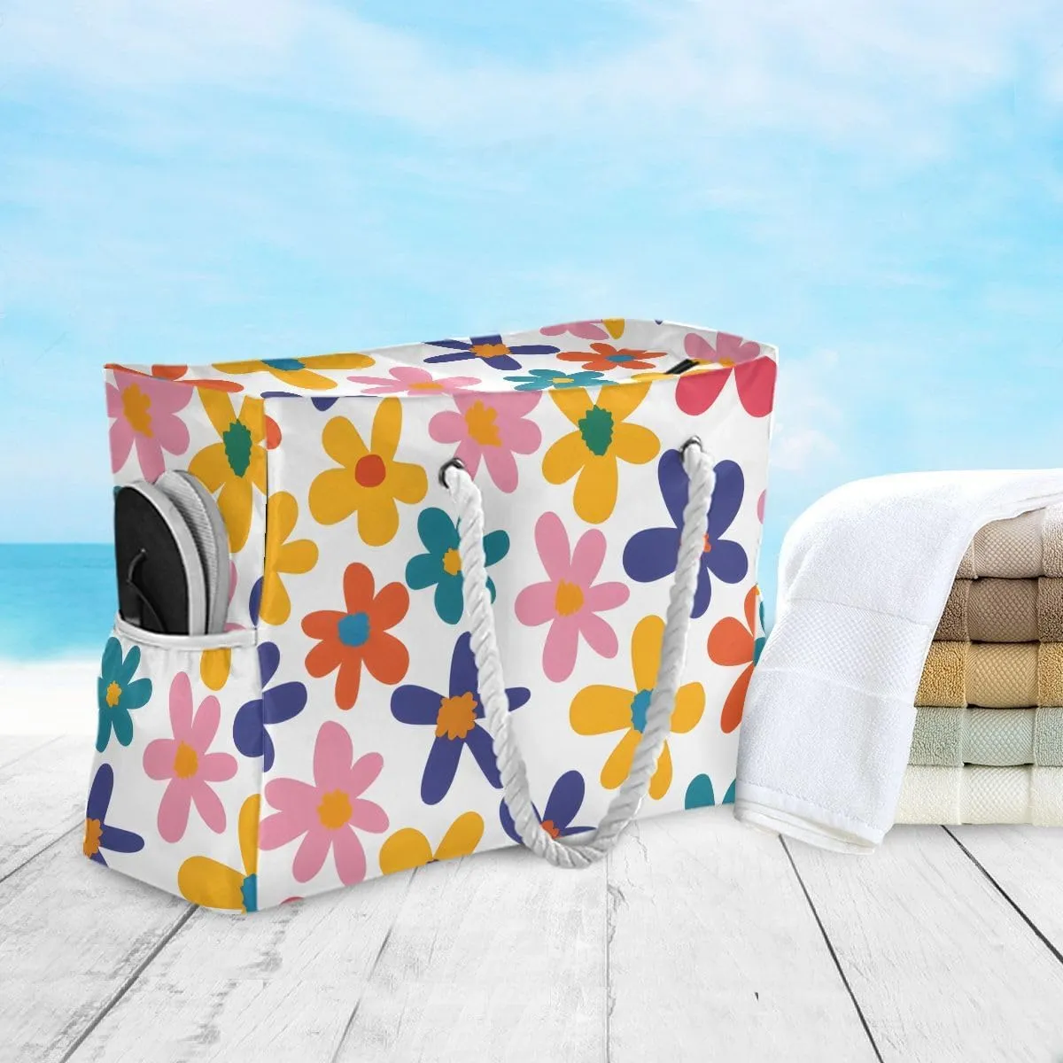 senya Large Beach Shoulder Bags Canvas Tote Water Resistant for Gym Travel Daily