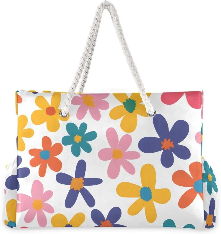 senya Large Beach Shoulder Bags Canvas Tote Water Resistant for Gym Travel Daily