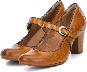 SHODENSE Women Vintage Chunky High Heel Mary Jane Shoes Round Closed Toe Ankle Strap Dress Sandals 3" Block Heels Mary Jane Lolita Pumps Two-Toned Patchwork Buckle Office Lady Wedding Retro 4-11 M US