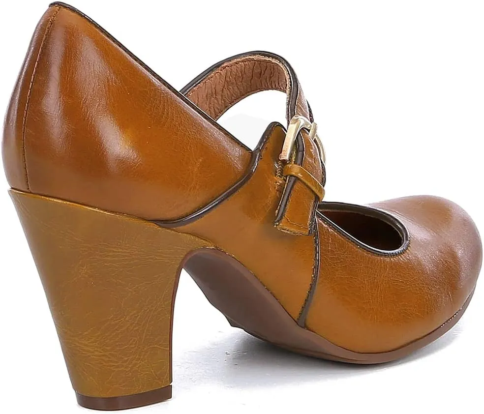 SHODENSE Women Vintage Chunky High Heel Mary Jane Shoes Round Closed Toe Ankle Strap Dress Sandals 3" Block Heels Mary Jane Lolita Pumps Two-Toned Patchwork Buckle Office Lady Wedding Retro 4-11 M US