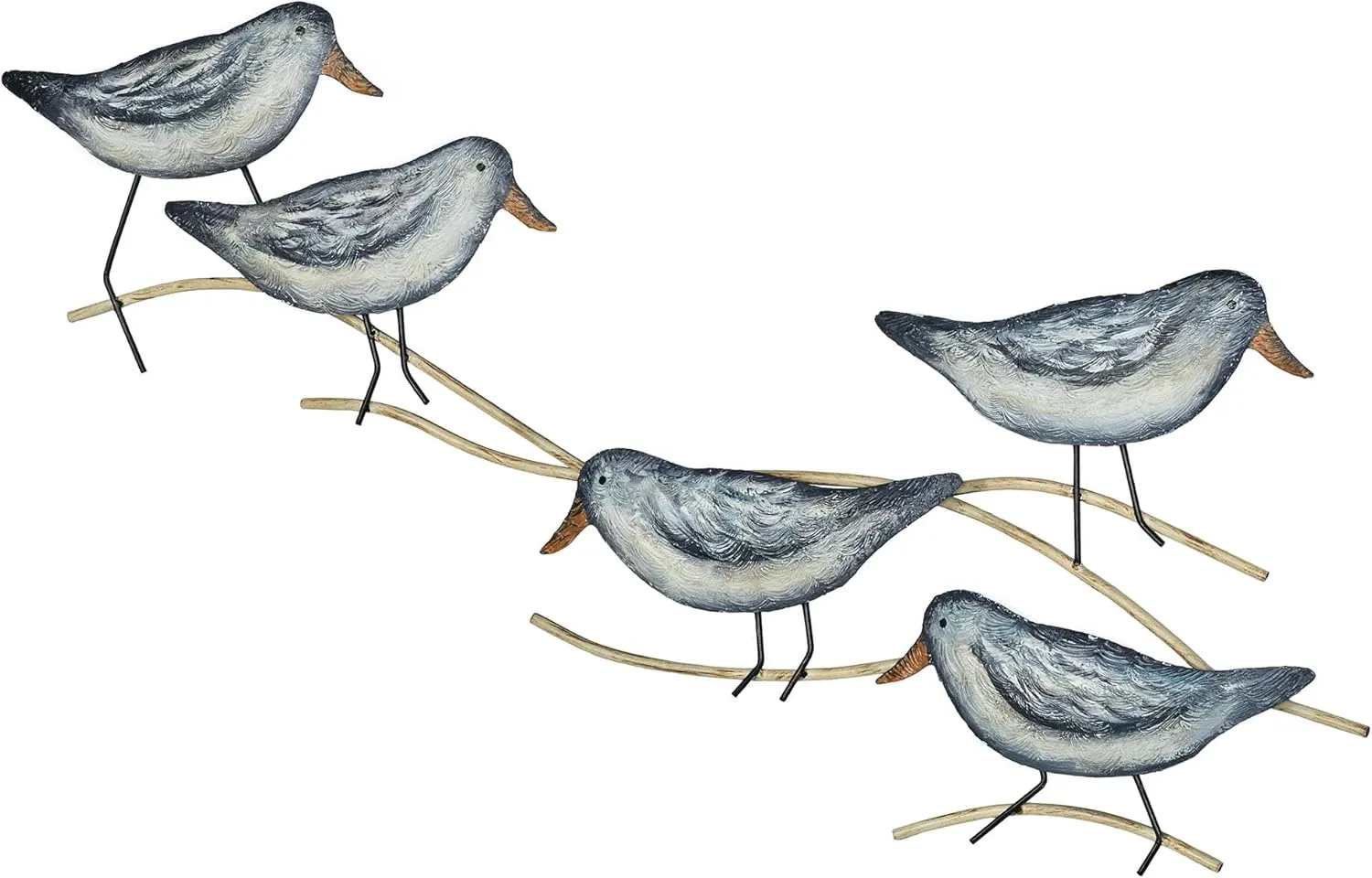 Shorebirds Metal Wall Sculpture | Handpainted Dark Blue, White, and Sand Coastal Hues | Charming Sandpiper Shore Bird Design | Beach Nature Themed Metal Wall Art for Indoor or Outdoor Year-Round Use