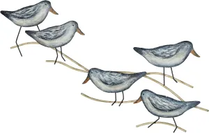 Shorebirds Metal Wall Sculpture | Handpainted Dark Blue, White, and Sand Coastal Hues | Charming Sandpiper Shore Bird Design | Beach Nature Themed Metal Wall Art for Indoor or Outdoor Year-Round Use