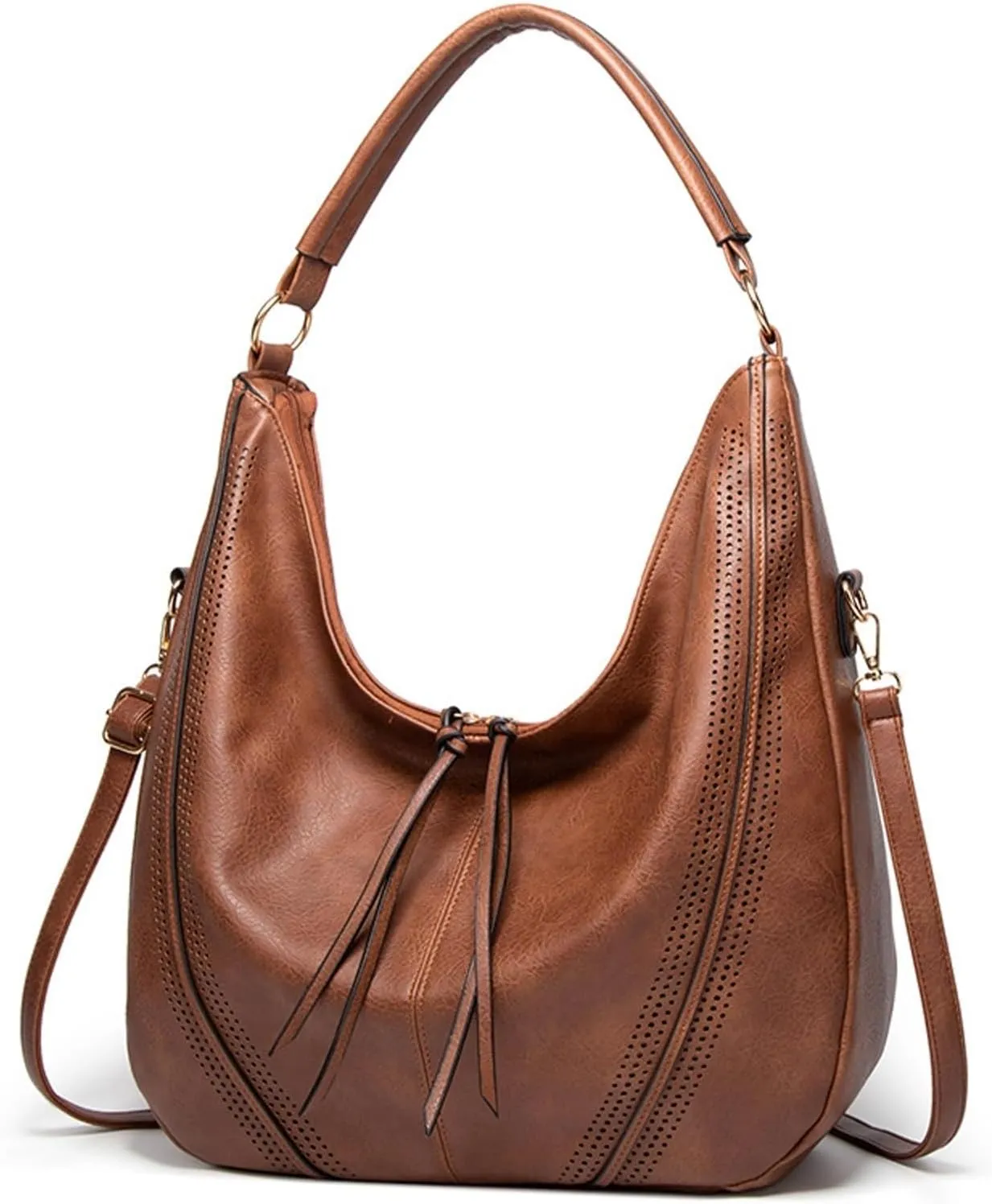 Shoulder Bag Genuine Leather Vintage Women Handbags Stylish Crossbody Shoulder Bag for Casual Use(Brass)