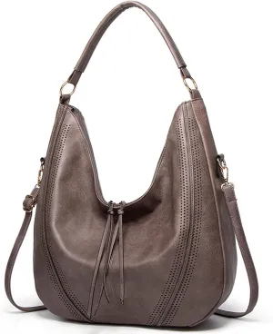 Shoulder Bag Genuine Leather Vintage Women Handbags Stylish Crossbody Shoulder Bag for Casual Use(Gray)