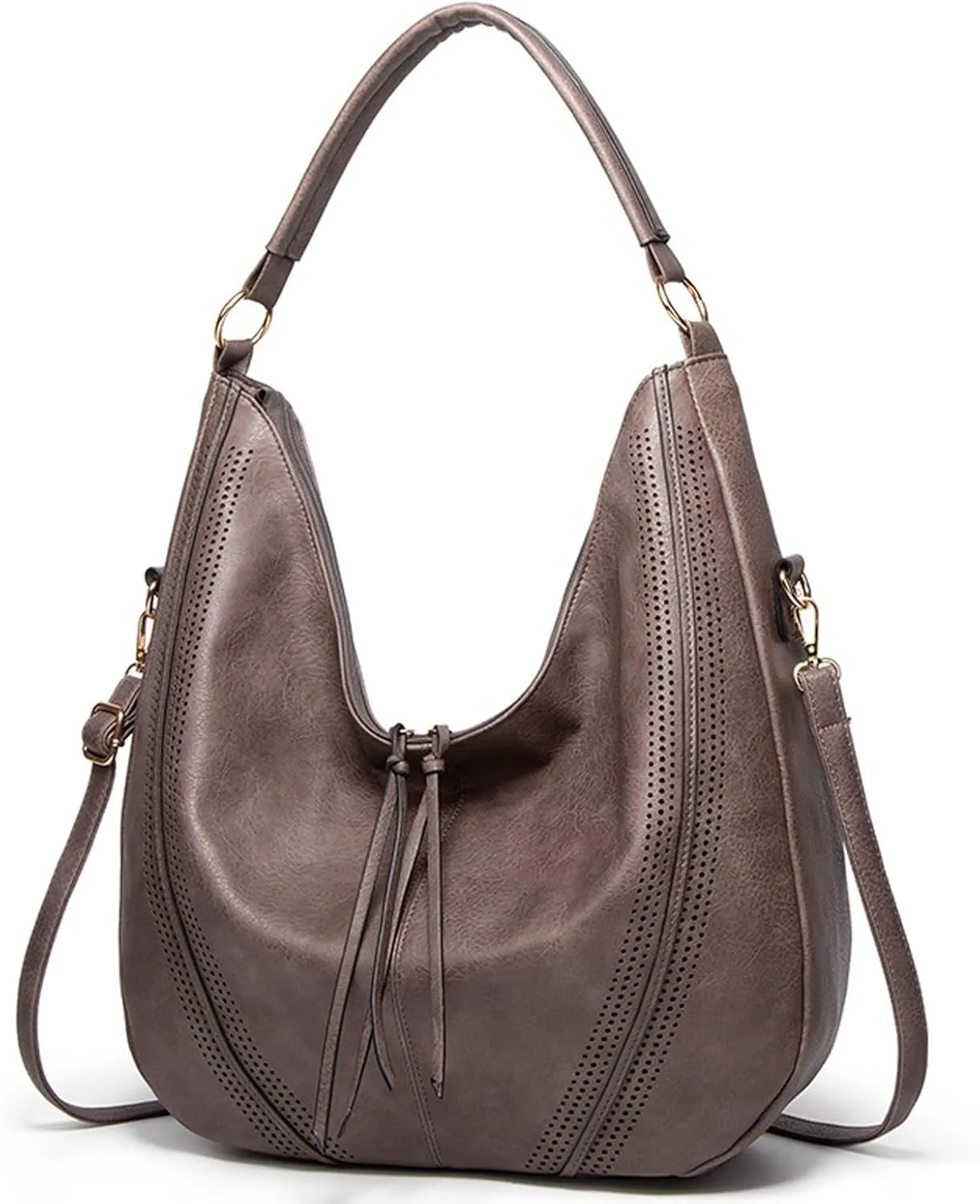 Shoulder Bag Genuine Leather Vintage Women Handbags Stylish Crossbody Shoulder Bag for Casual Use(Gray)