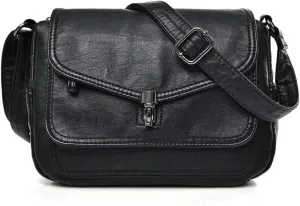 Shoulder Bag Vintage Soft Leather Women Shoulder Bag Stylish Handbags Small Crossbody Messenger Bag for Women(Black)