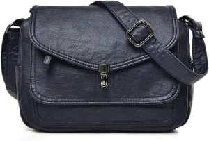 Shoulder Bag Vintage Soft Leather Women Shoulder Bag Stylish Handbags Small Crossbody Messenger Bag for Women(Blue)