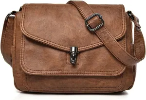 Shoulder Bag Vintage Soft Leather Women Shoulder Bag Stylish Handbags Small Crossbody Messenger Bag for Women(Brass)