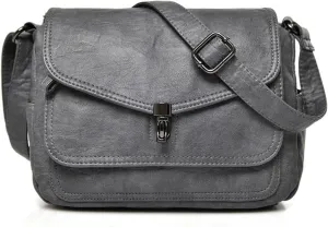 Shoulder Bag Vintage Soft Leather Women Shoulder Bag Stylish Handbags Small Crossbody Messenger Bag for Women(Gray)