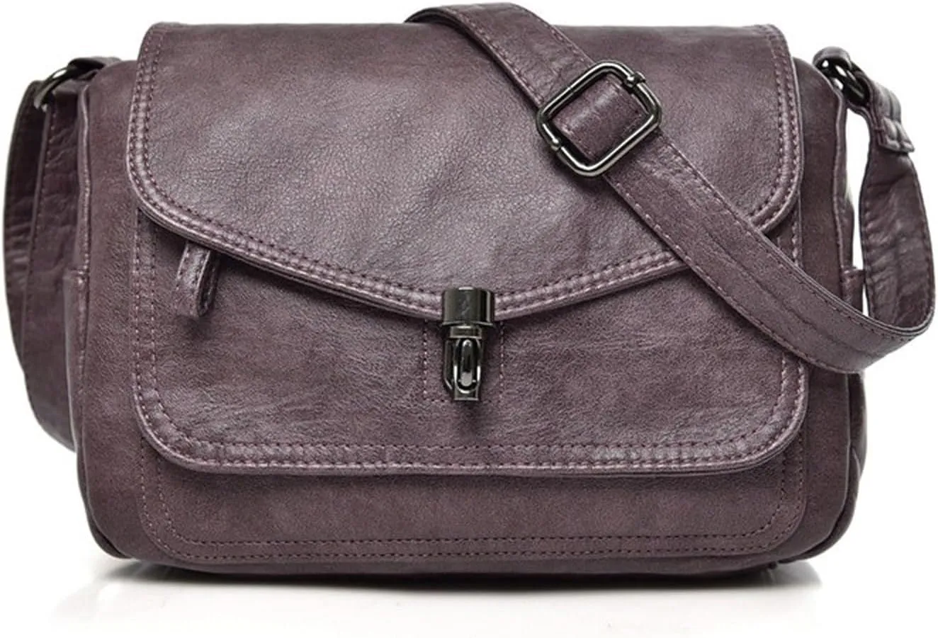Shoulder Bag Vintage Soft Leather Women Shoulder Bag Stylish Handbags Small Crossbody Messenger Bag for Women(Purple)