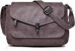 Shoulder Bag Vintage Soft Leather Women Shoulder Bag Stylish Handbags Small Crossbody Messenger Bag for Women(Purple)