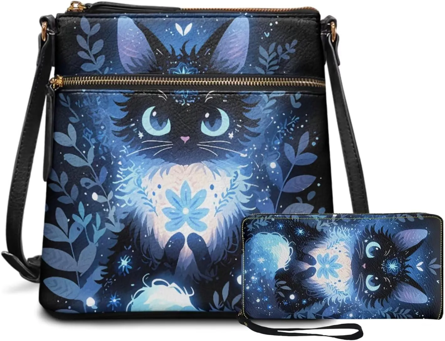 Shoulder Wallet 2Pcs, Leather Shoulder Bags & Belt Wallet with Ribbon Set of 2 Lightweight for Travel & Shopping