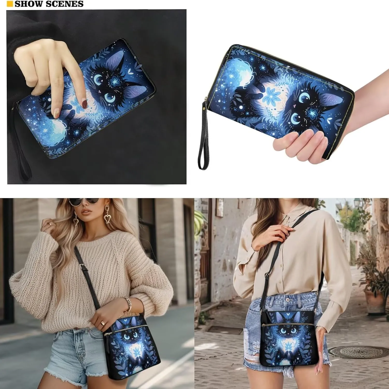 Shoulder Wallet 2Pcs, Leather Shoulder Bags & Belt Wallet with Ribbon Set of 2 Lightweight for Travel & Shopping