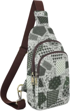 SILKAREA Canvas Sling Bag for Wome Crossbody Purse Small Sling Backpack Purse Travel Hiking Chest Bag Daypack