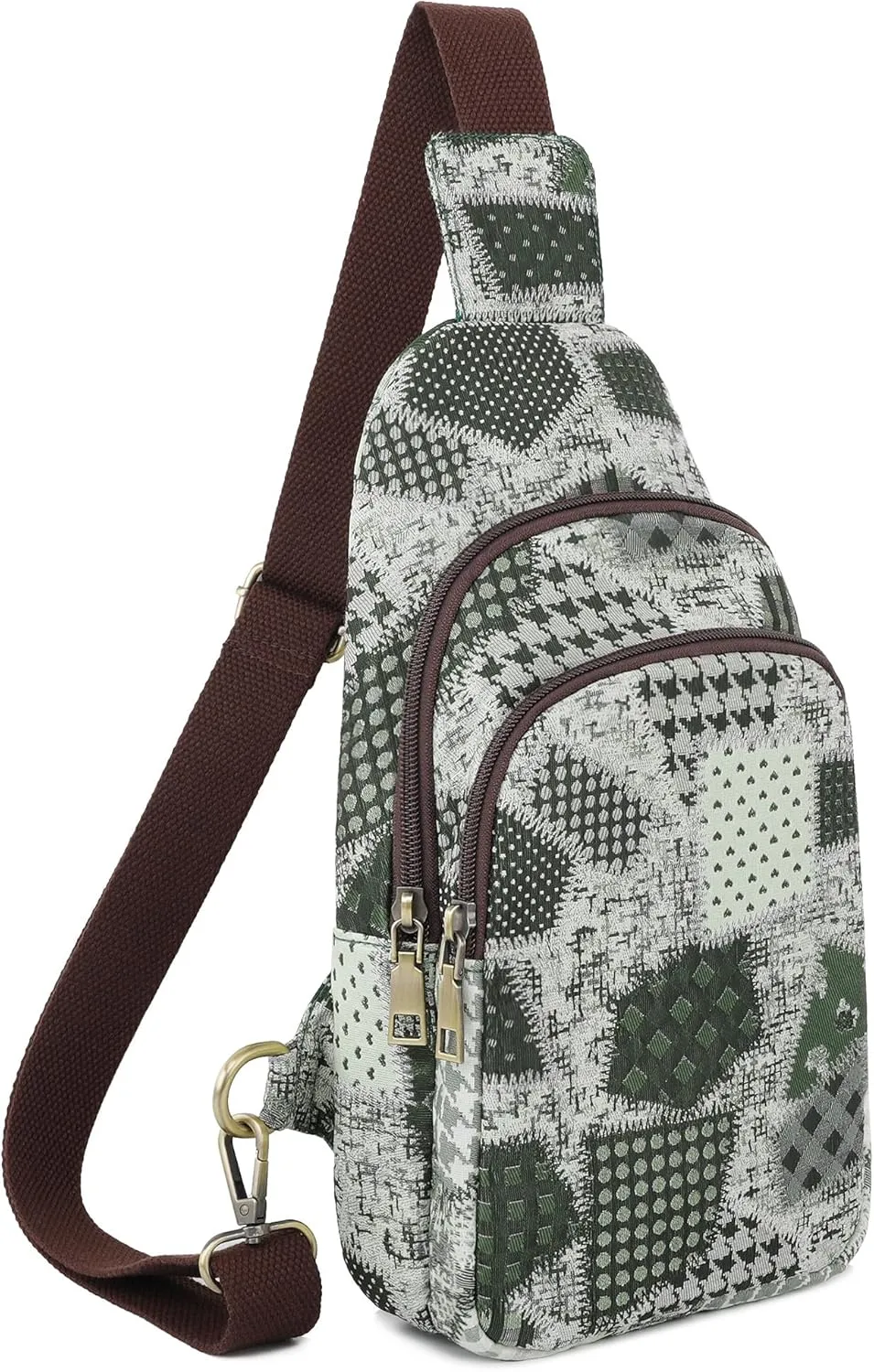 SILKAREA Canvas Sling Bag for Wome Crossbody Purse Small Sling Backpack Purse Travel Hiking Chest Bag Daypack