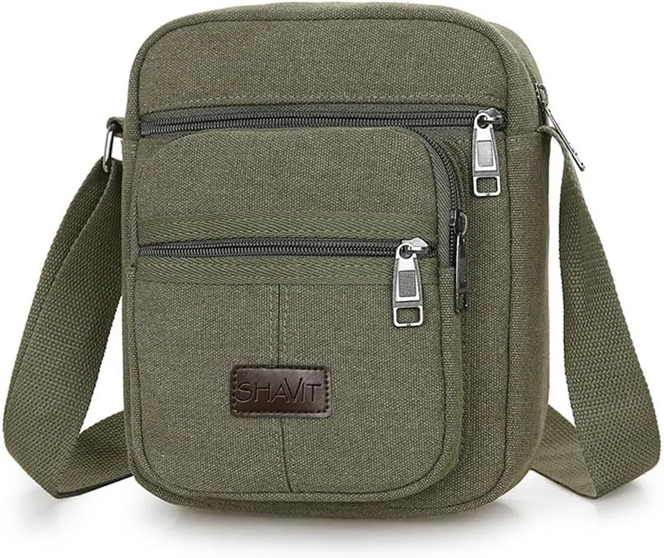Small Canvas Messenger Bag Vintage Style Crossbody Shoulder Bag Military Satchel for Men & Women