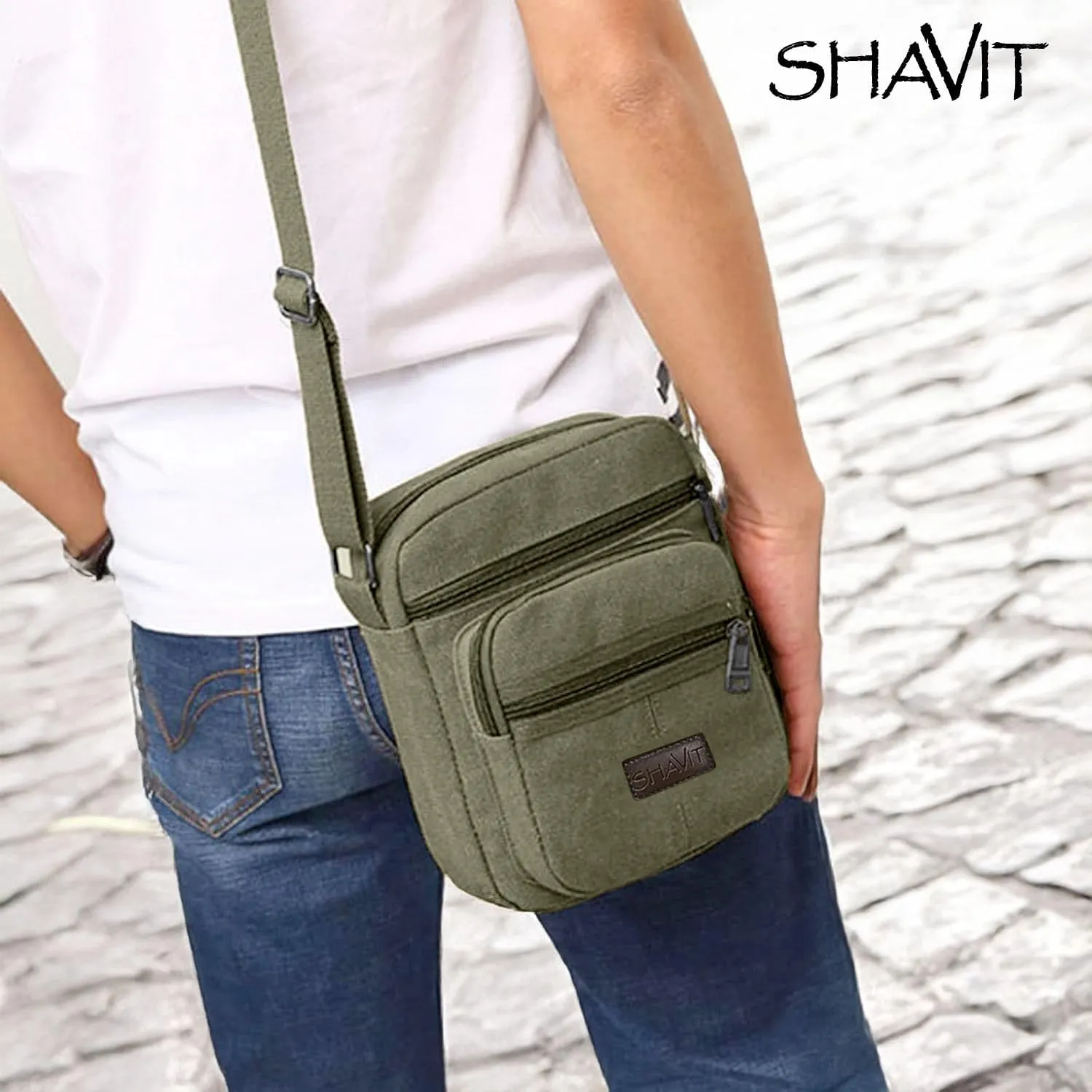 Small Canvas Messenger Bag Vintage Style Crossbody Shoulder Bag Military Satchel for Men & Women