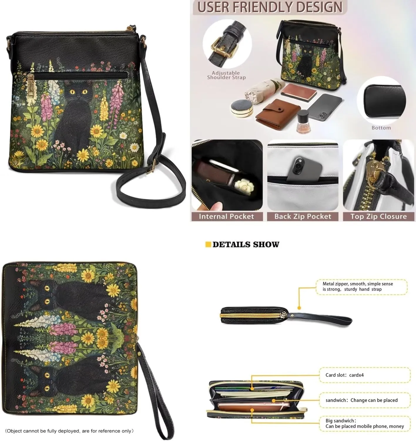 Small Wallet 2Pcs, Leather Shoulder Bags & Wallet with Hand Strap Set of 2 Lightweight for Travel & Shopping