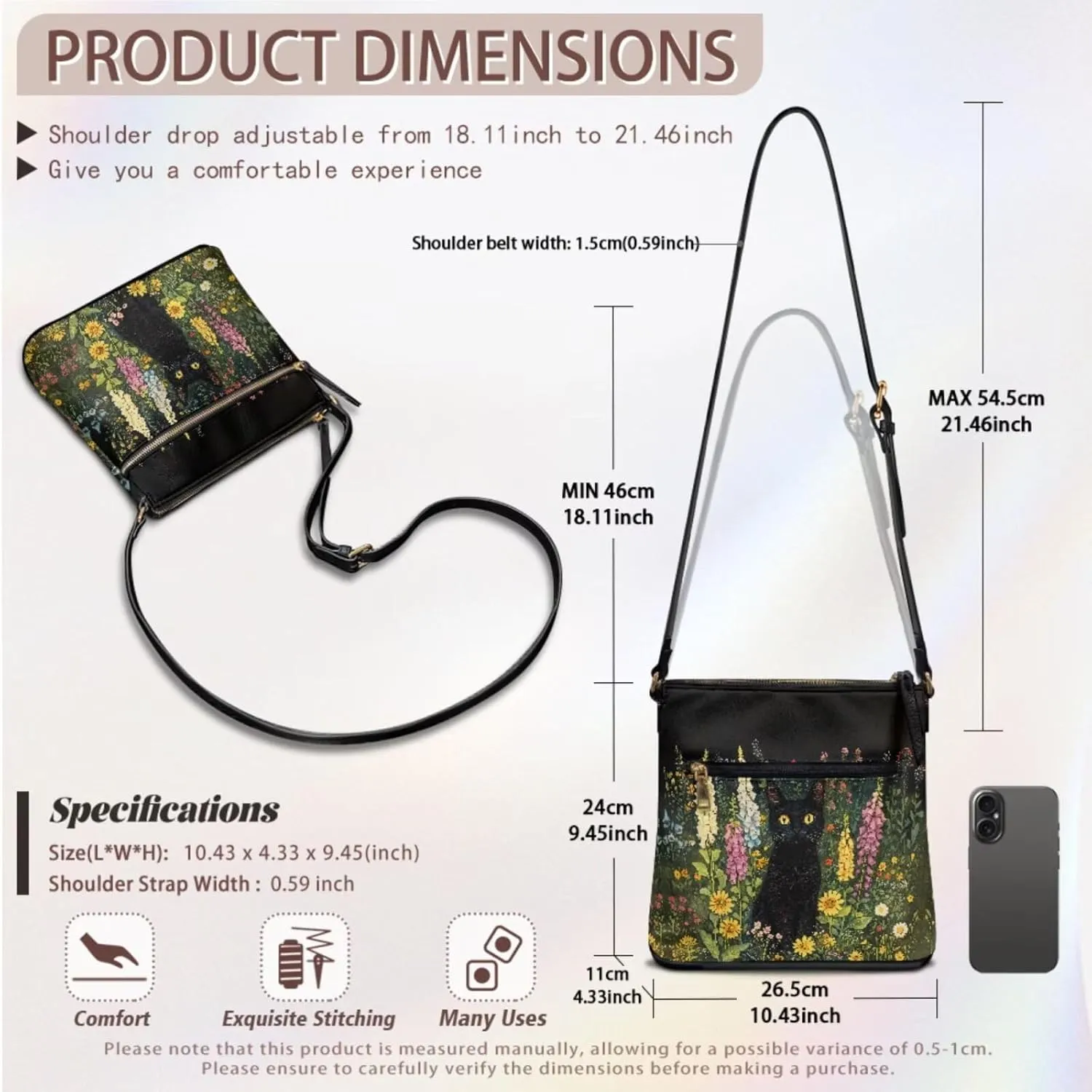 Small Wallet 2Pcs, Leather Shoulder Bags & Wallet with Hand Strap Set of 2 Lightweight for Travel & Shopping