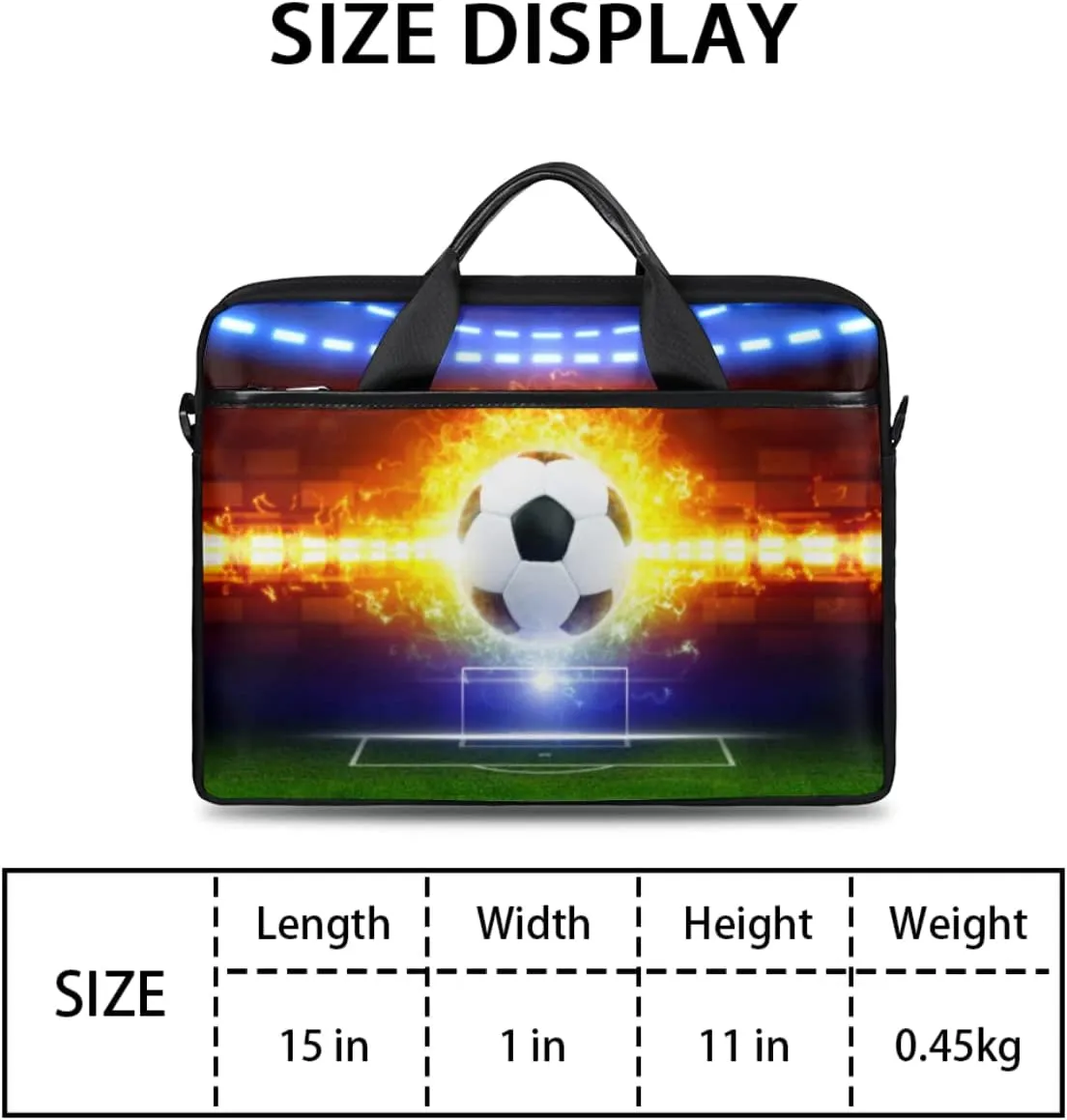 Soccer Ball Laptop Shoulder Messenger Bag Waterproof Laptop Briefcase with Handle and Padded Strap Case Sleeve