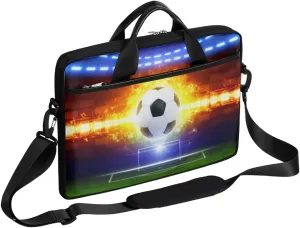 Soccer Ball Laptop Shoulder Messenger Bag Waterproof Laptop Briefcase with Handle and Padded Strap Case Sleeve