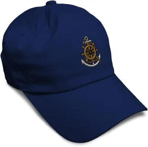 Soft Baseball Cap Wheel Anchor Rope Embroidery Symbols Wheel Anchor Rope Cotton Dad Hats for Men & Women