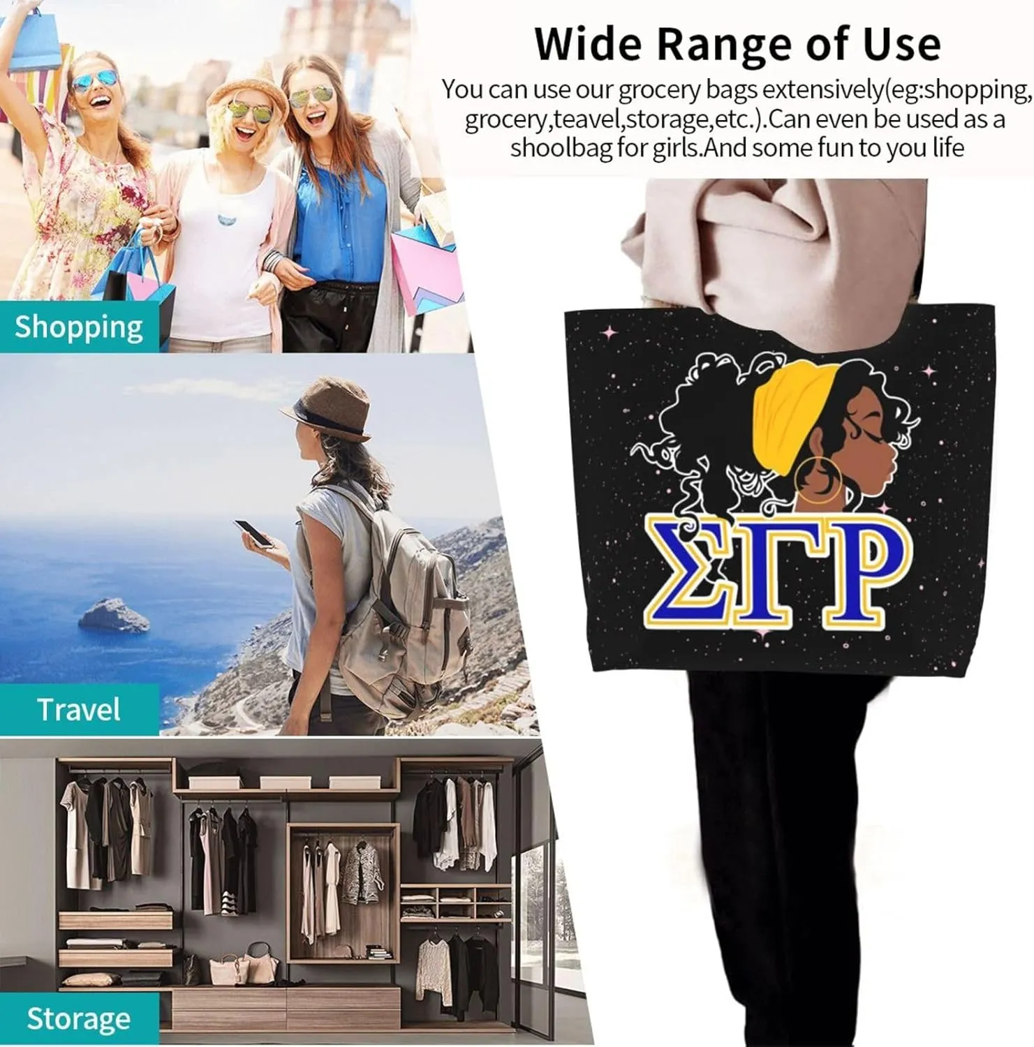 Sorority Tote Bag Sorority Gifts for Women 1922 Reusable Fashion Beach Bag Large Shoulder Shopping Bag