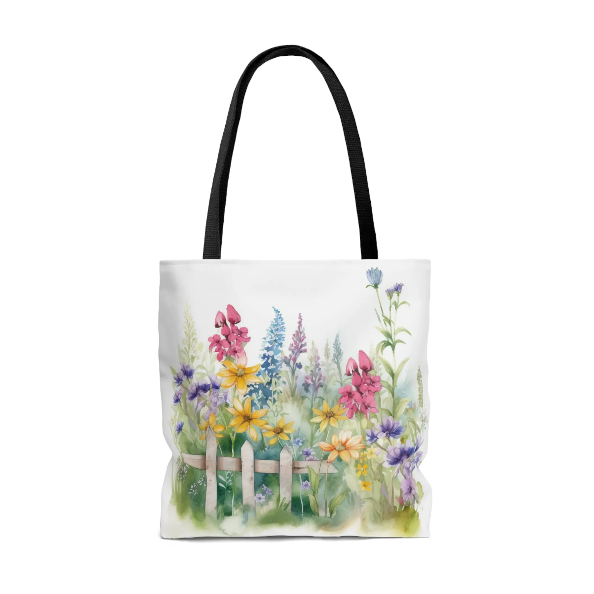Spring Flowers w/Picket Fence - Tote Bag (AOP)