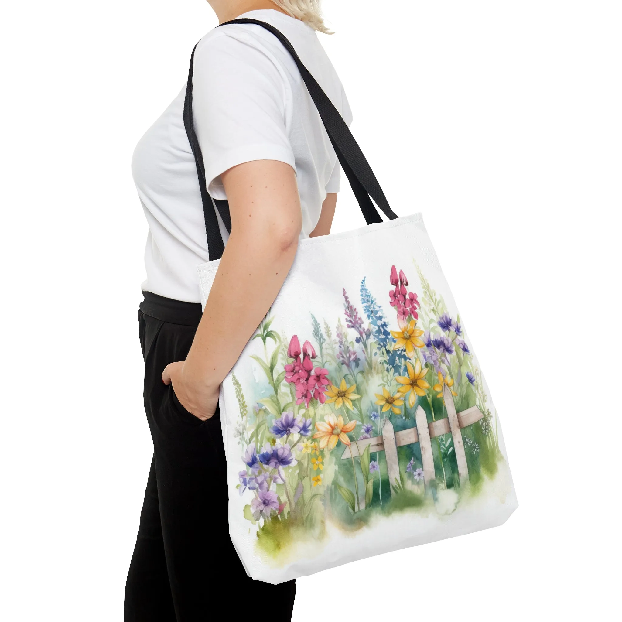 Spring Flowers w/Picket Fence - Tote Bag (AOP)