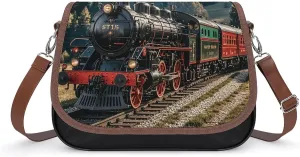 Steam Locomotive Train Laptop Tote Bag Leather Computer Bags Lined Shoulder Purse Purses And Handbags Business Office Work Bag Top Handle Handbag for Women
