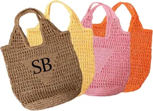 Straw Beach Bags for Women, Personalized Bridesmaid Gift Tote Bag, Raffia Beach Bag Monogram