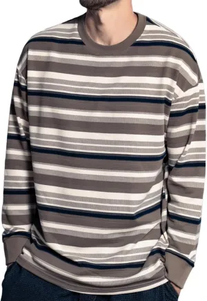Striped Long Sleeved T-Shirt for Men Spring Casual T-Shirt for Men Retro Autumn Pullover Stripe tee Shirt