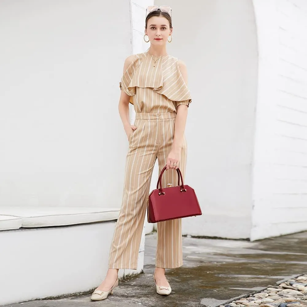 Style Strategy Push Lock Crossbody for women trapezoid Handbags Hardware Chain Crocodile Textured Shoulder patent leather bag