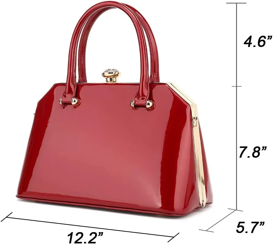 Style Strategy Push Lock Crossbody for women trapezoid Handbags Hardware Chain Crocodile Textured Shoulder patent leather bag
