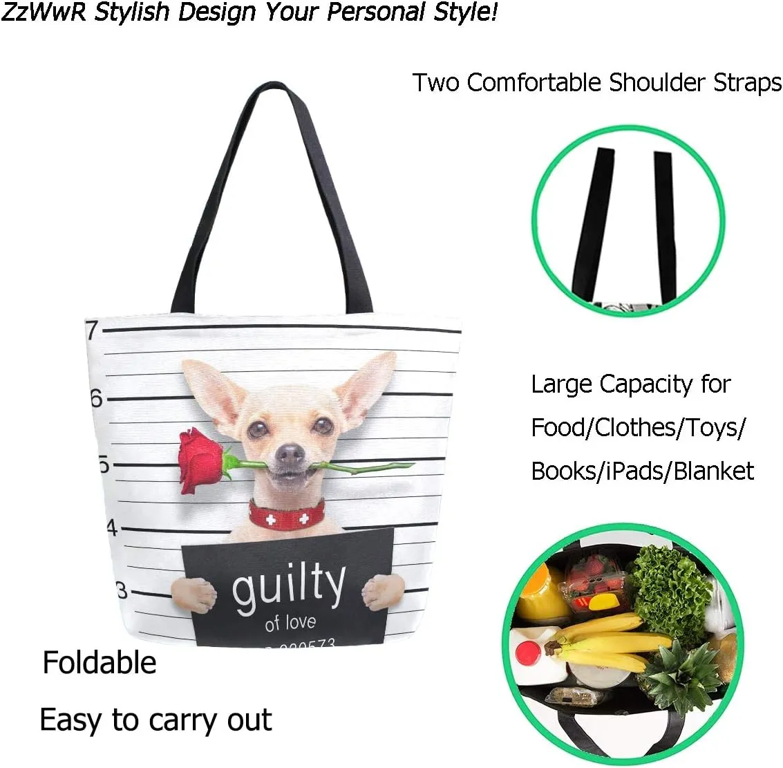Stylish Print Extra Large Shoulder Tote Bag for Beach Travel Weekender Gym Grocery Shopping