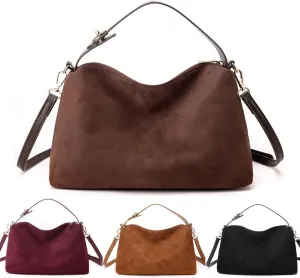 Suede Tote Bag for Women Suede Satchels Bag Faux Suede Bag Vintage Top Handle Handbag Shoulder Purse Hobo Bag Tote Handbags