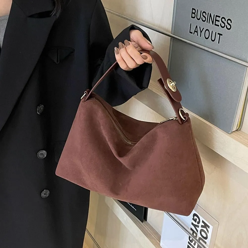 Suede Tote Bag for Women Suede Satchels Bag Faux Suede Bag Vintage Top Handle Handbag Shoulder Purse Hobo Bag Tote Handbags