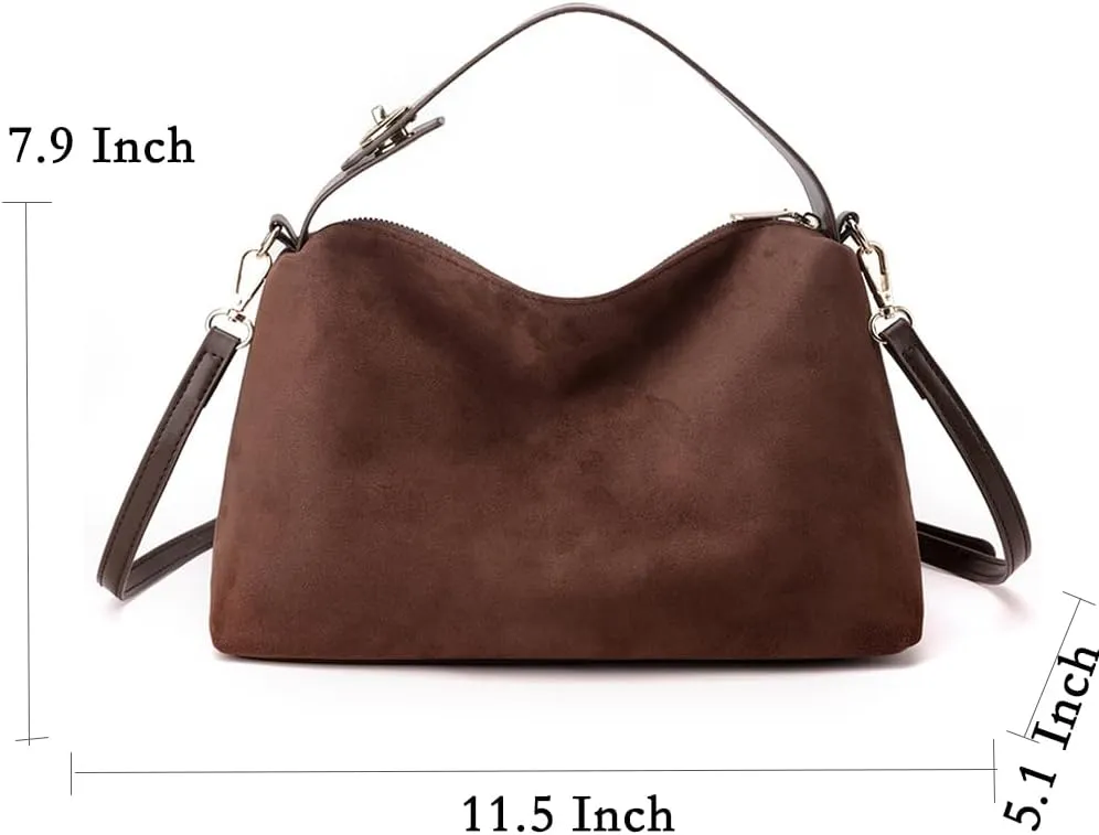 Suede Tote Bag for Women Suede Satchels Bag Faux Suede Bag Vintage Top Handle Handbag Shoulder Purse Hobo Bag Tote Handbags