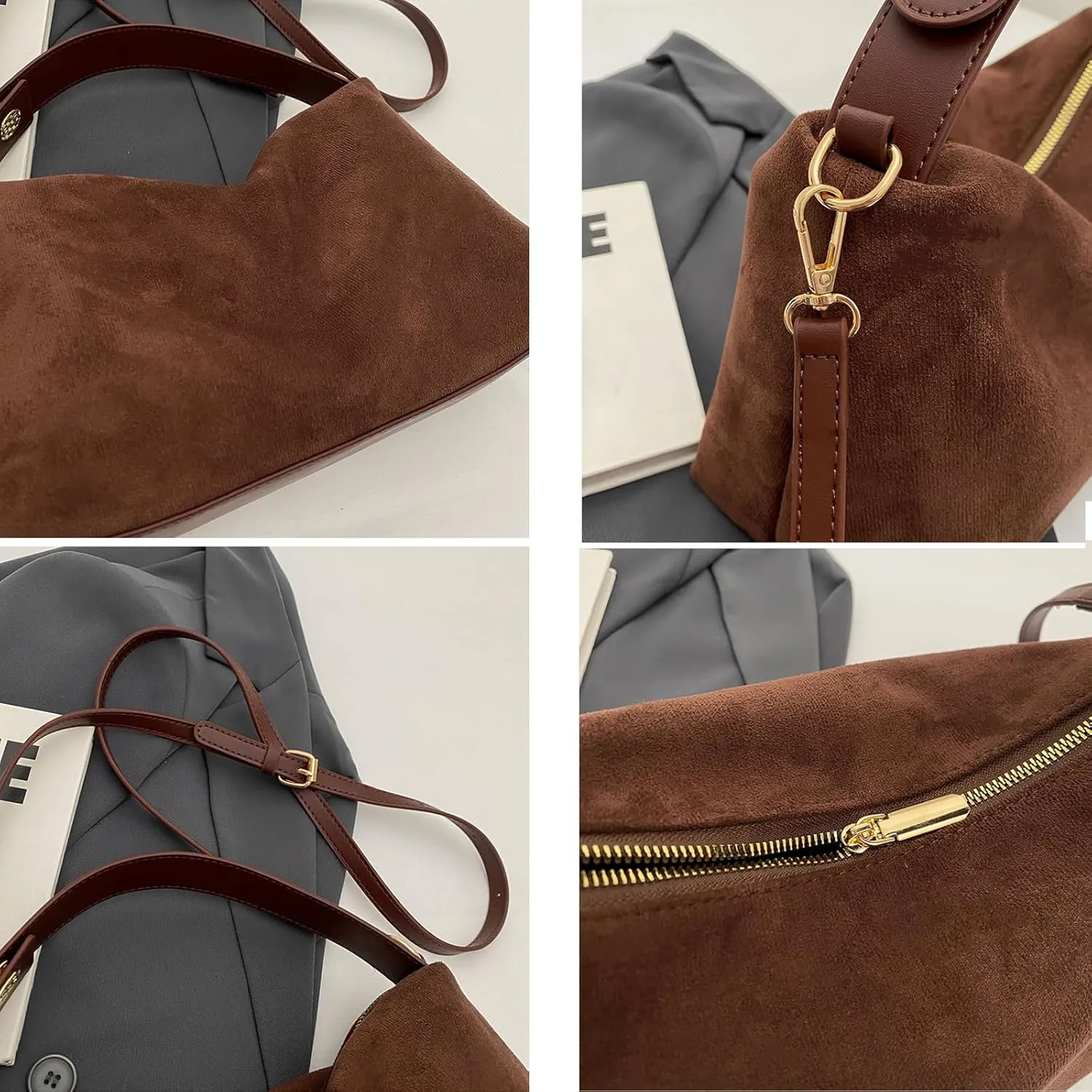Suede Tote Bag for Women Suede Satchels Bag Faux Suede Bag Vintage Top Handle Handbag Shoulder Purse Hobo Bag Tote Handbags