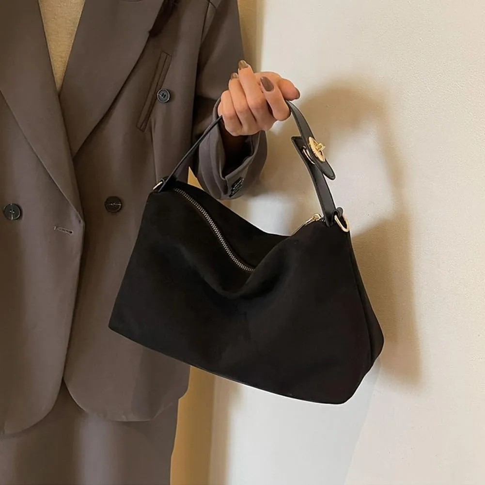 Suede Tote Bag for Women Suede Satchels Bag Faux Suede Bag Vintage Top Handle Handbag Shoulder Purse Hobo Bag Tote Handbags