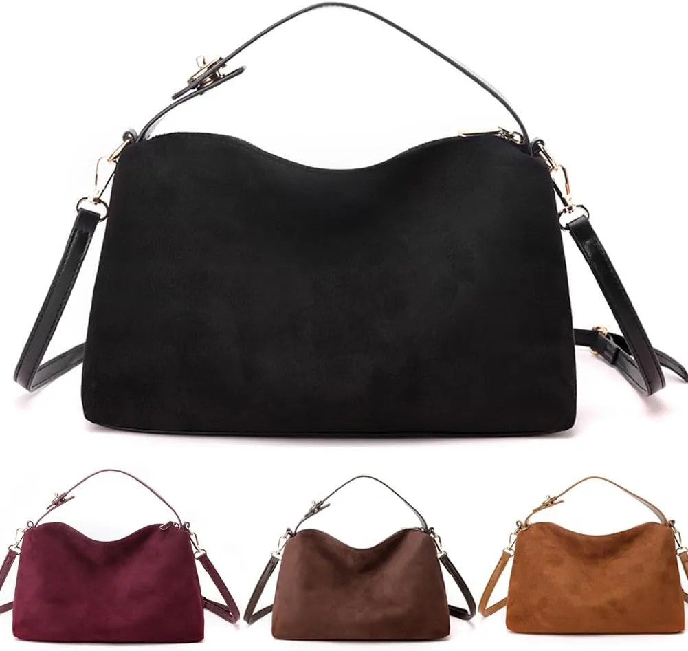 Suede Tote Bag for Women Suede Satchels Bag Faux Suede Bag Vintage Top Handle Handbag Shoulder Purse Hobo Bag Tote Handbags